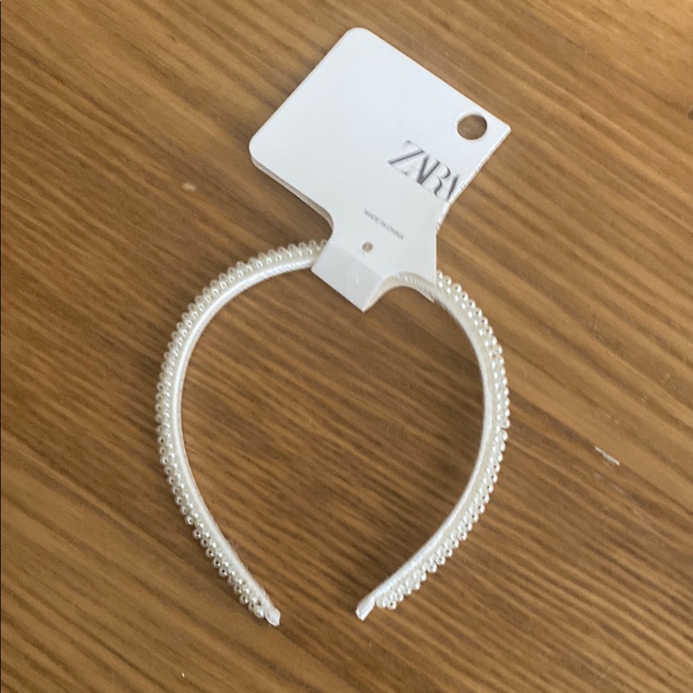 New Zara Women Girl Pearl Embellished Headband